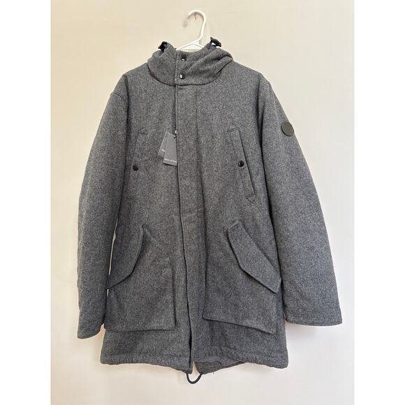 Marc O’Polo Men’s Grey Wool Parka Coat Sz Large Classic Cold Weather Essential